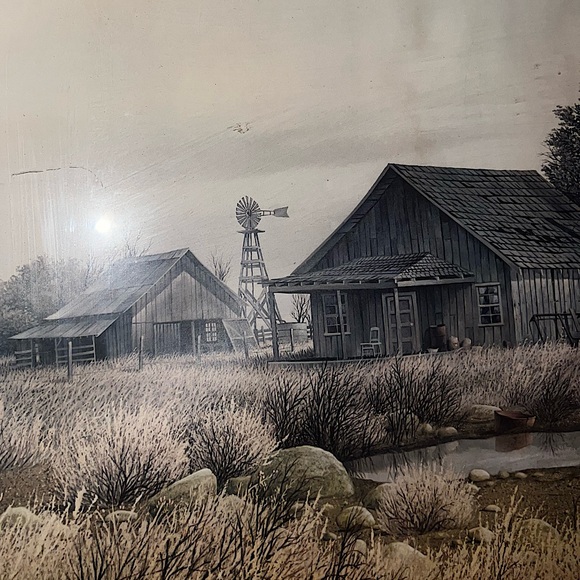 Vintage Gene Speck Art Wood Framed Print Country Landscape Wagon Barn - Picture 9 of 15